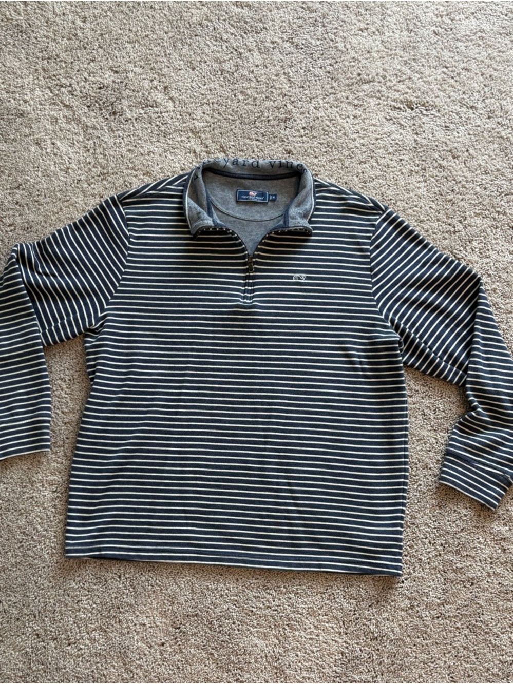Vineyard Vines Men's Navy Striped Quarter-Zip